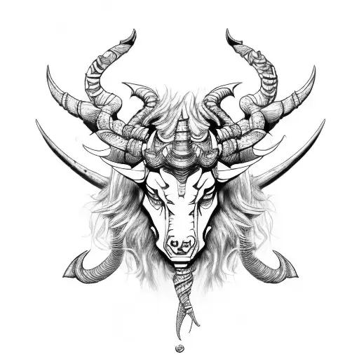 fearsome capricorn  tattoo design idea