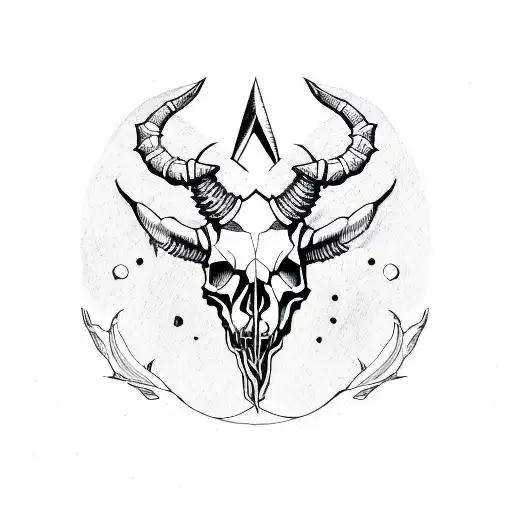 capricorn skull tattoo design idea