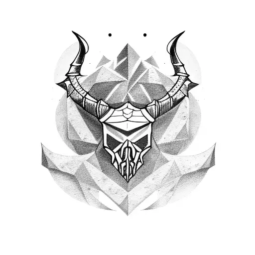 capricorn skull tattoo design idea
