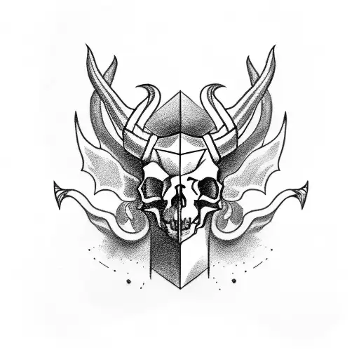 capricorn skull tattoo design idea
