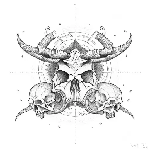 capricorn skull tattoo design idea