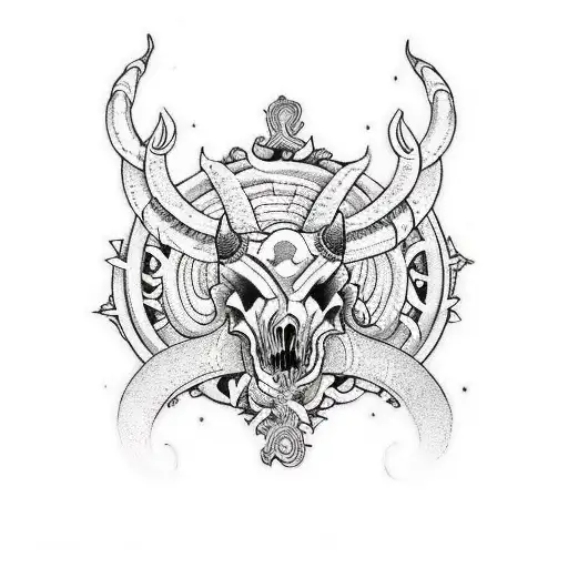 capricorn skull tattoo design idea