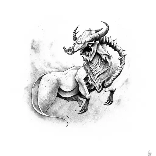 scary capricorn tattoo design idea