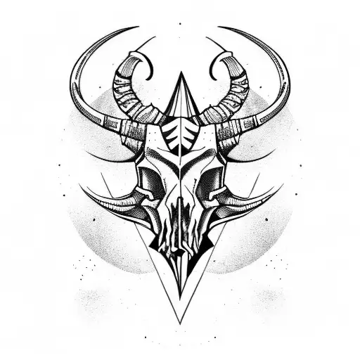 capricorn skull tattoo design idea