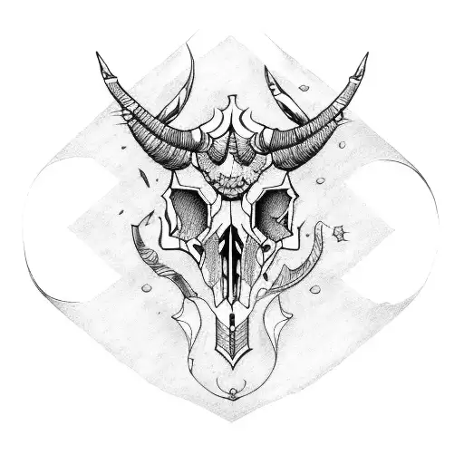 capricorn skull mandala style tattoo design idea
