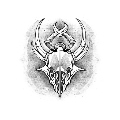 capricorn skull tattoo design idea