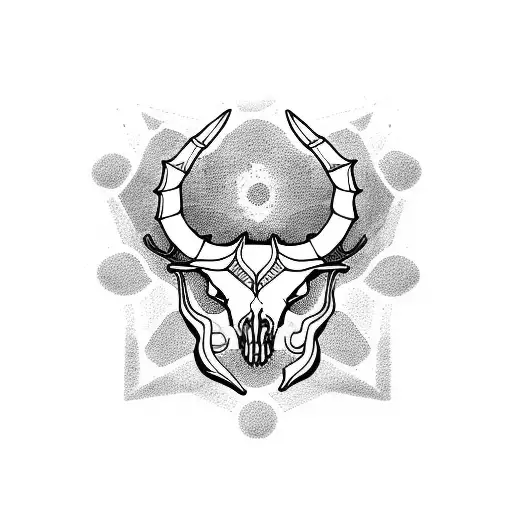capricorn skull like mandala tattoo design idea