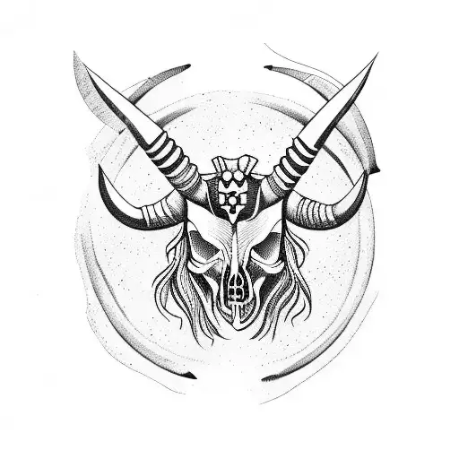 capricorn skull tattoo design idea
