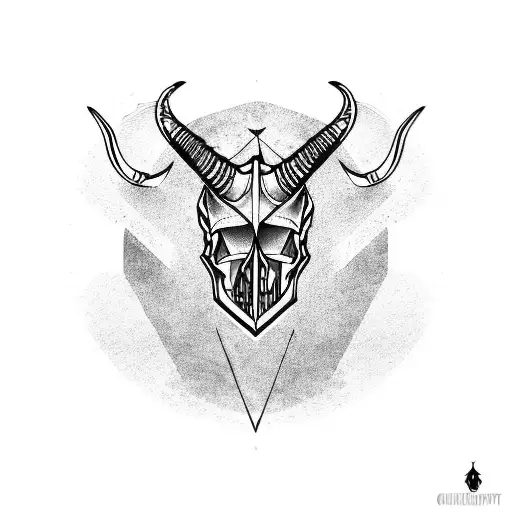 capricorn skull tattoo design idea