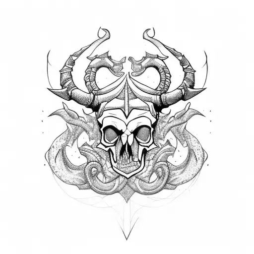 capricorn skull tattoo design idea