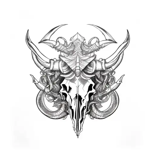 capricorn skull tattoo design idea