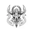 capricorn skull tattoo design idea