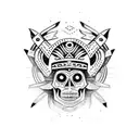 aztec capricorn skull tattoo design idea