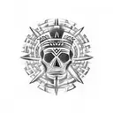 aztec capricorn skull tattoo design idea