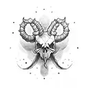 capricorn skull tattoo design idea