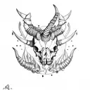 capricorn skull tattoo design idea