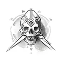 aztec capricorn half head half skull tattoo design idea