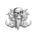 aztec capricorn half head half skull tattoo design idea