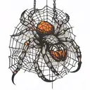 spider hanging from web  tattoo design idea