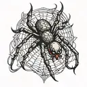 spider hanging from web  tattoo design idea