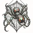 spider hanging from web  tattoo design idea