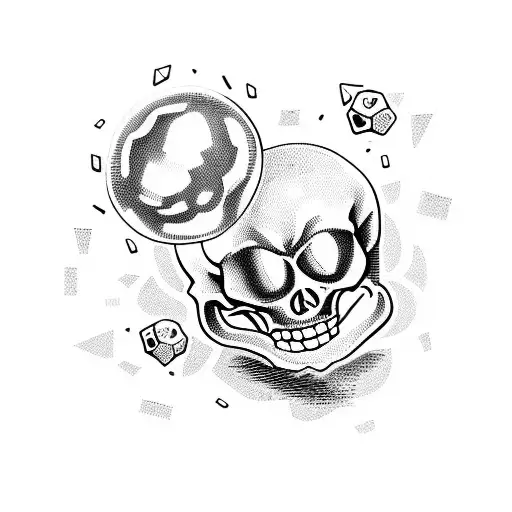 funny skeletons with a flower bouquet under a disco ball during party  tattoo design idea