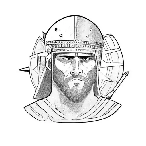 roman gladiator with spear and shields tattoo design idea