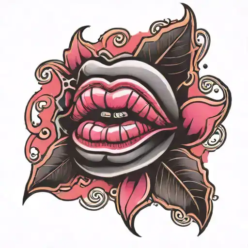 pink bullet lips tattoo design idea
