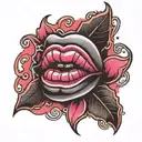 pink bullet lips tattoo design idea