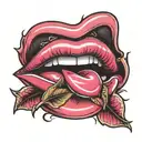 pink bullet lips tattoo design idea