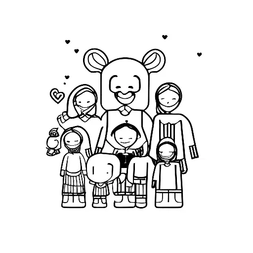 family 3 siblings 3 parent tattoo design idea