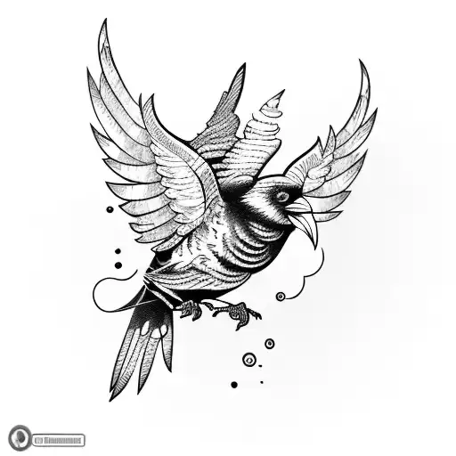 An AI-inspired tattoo of a mechanical raven, representing the client's fear of birds tattoo design idea