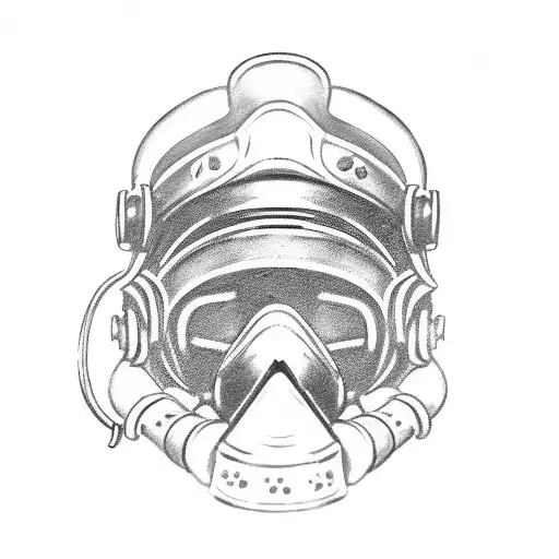 A hauntingly beautiful black and grey tattoo of a firefighter's helmet surrounded by woodland creatures tattoo design idea