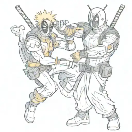 Deadpool high-fiveing naruto uzumaki  tattoo design idea