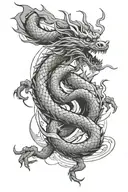 abstract line japanese dragon tattoo design idea