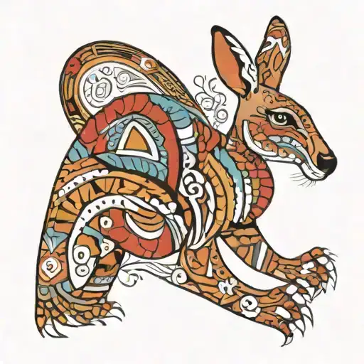  kangaroo with argentina colors  aboriginal design tattoo design idea