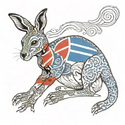 kangaroo with colors of argentinean flag tattoo design idea