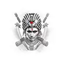 Aztec warrior female  tattoo design idea