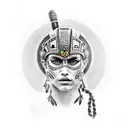 Aztec warrior female  tattoo design idea