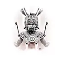 Aztec warrior female  tattoo design idea