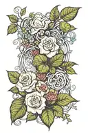 scientific ivy vine, add 1 bella flower, add 1 Hayden flower , add 1 dante flower tattoo design idea