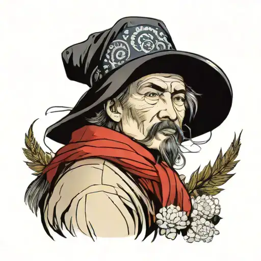 Ukrainian poet Taras Shevchenko in a hokage hat tattoo design idea