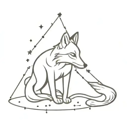 Sagittarius constellation with fox tattoo design idea