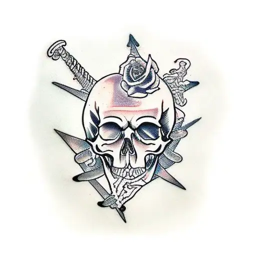 skull death bones sky hell sacrifice tattoo design idea