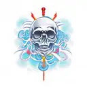 skull death bones sky hell sacrifice tattoo design idea