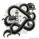 geometric octopus and lighthouse shining tattoo design idea