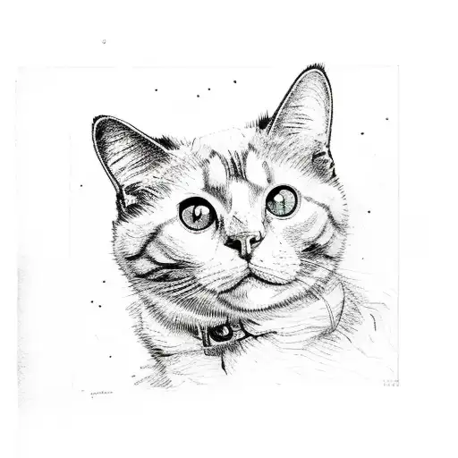 Black and White Cat in Van Gogh's Starry Night tattoo design idea