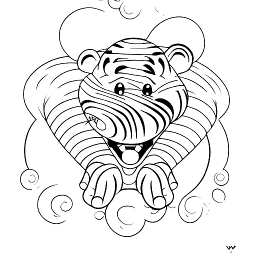 linework Tiggers winnieh the pooh tattoo design idea