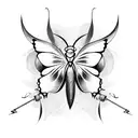 butterfly with swords tattoo design idea