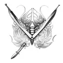 butterfly with swords tattoo design idea